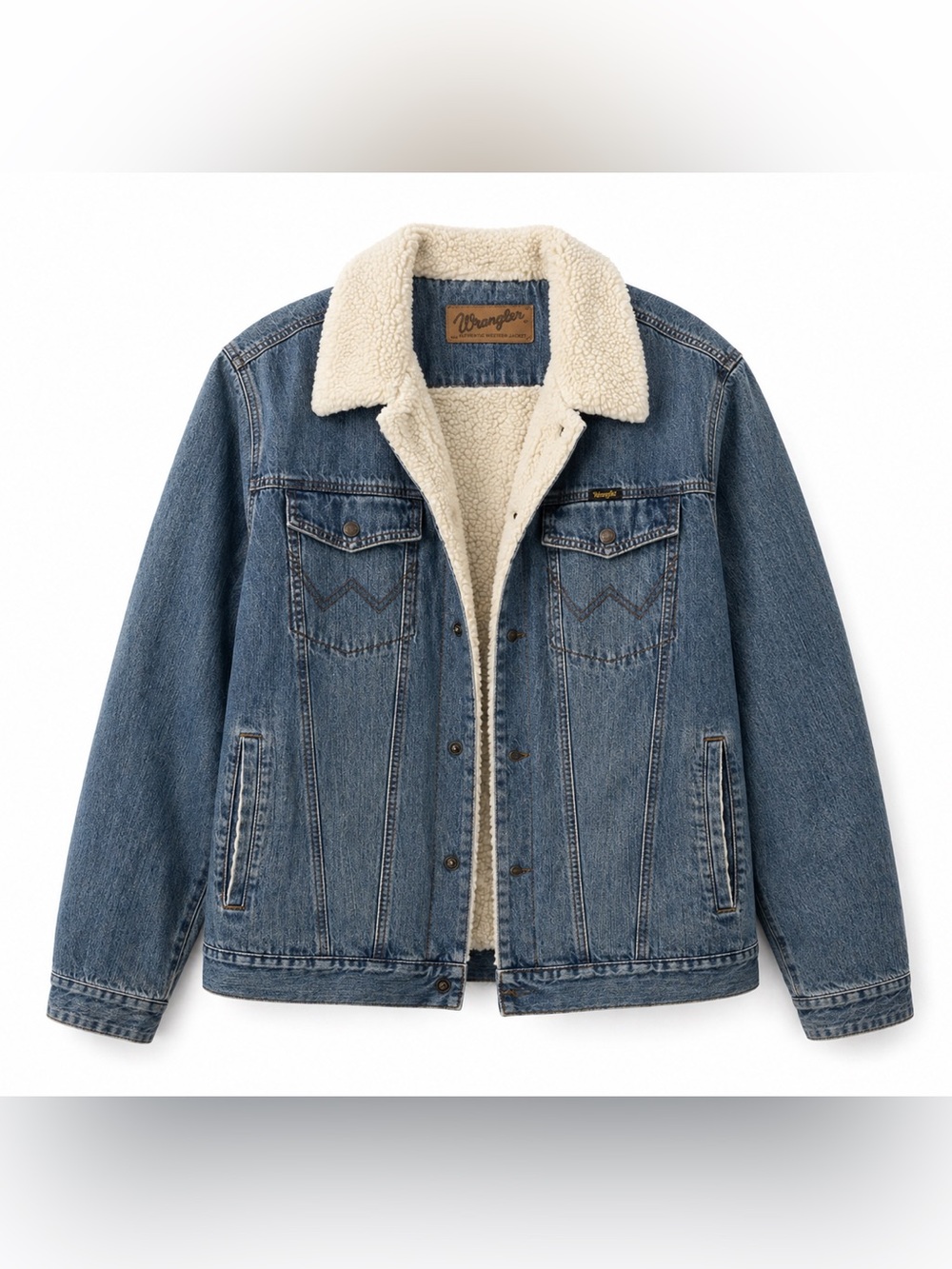 VTG 80s Wrangler Western M-159 Sherpa Lined Denim Jacket Corduroy Wrist Size XXL